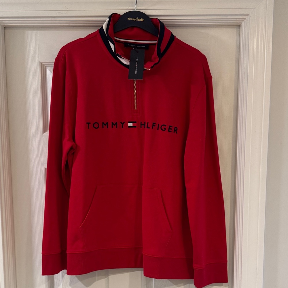 Tommy Hilfiger Red Half-Zip Sweatshirt